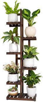 Amazon Com Mkono Wood Plant Stand Indoor Outdoor 6 Tier Plant Shelf Tall Multi Tiered Wooden Fl Plant Stand Indoor Indoor Plant Shelves Plant Shelves Outdoor