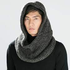 Zara Man Gray Oversize Hooded Scarf Hooded Scarf Pattern Hooded Scarf Scarf