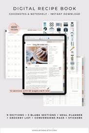 Digital Recipe Book Ipad Goodnotes Stickers For Cooking Meal Etsy In 2020 Digital Recipe Book Recipe Book Recipe Book Templates