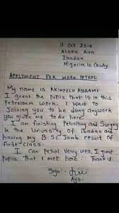 Check spelling or type a new query. Take A Look At This Hilarious Letter Written To Apply To A Filling Station Job Jobs Vacancies Nigeria