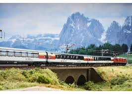 Railway car (a wheeled vehicle adapted to the rails of railroad). Gotthard Panorama Express Gopex Passenger Car Set Marklin