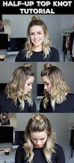 Half Up Top Knot Tutorial Short Hair Short Hair Tutorial Wavy Hair Tutorial Wavy Hairstyles Tutorial Short Hair Tutorial Hair Styles