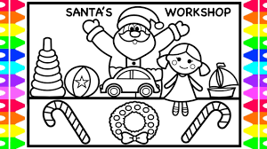 You'll find santa in all different scenes in these santa coloring pages from delivering presents to simply smiling. How To Draw Santa Making Toys Santa Coloring Pages For Kids Fun Coloring Pages Kids Youtube