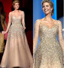 Ivanka Trump Inaugural Celebrity Dresses 2019 New Champagne Blingbling Beaded Princess Ball Gown Tulle Nude Fashion Evening Gowns Plus Size Bolero