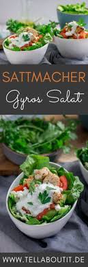 Dieser Gyros Salat Mit Geflugelfleisch Schmeckt Absolut Lecker Und Ist Sehr Genau Das Richtige Fur Heisse Sommertage Mi Gyros Essen Fur Heisse Tage Abendessen