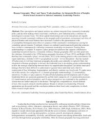 Pdf Human Geography Place And Space Understandings An Integrated Review Of Insights Drawn From Literature To Inform Community Leadership Practice