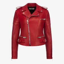Pin By Ria Chudakov On Red Leather Jacket Jackets For Women Red Jacket Leather Womens Leather Biker Jacket