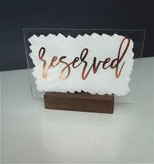 Reserved Acrylic Table Signs For Wedding Painted Back Modern Etsy In 2020 Acrylic Table Glass Sign Table Signs