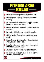 Fitness Area Rules Poster Chart Gym Safety Rules Poster