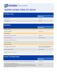 Last day for undergraduate students to pay outstanding fees without a $100 penalty for late tuition payment. Https Studentdocs Ucr Edu Registrar Ucr Registrar Academic Calendar Spring 2021 Pdf