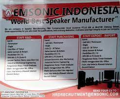 Review pt nic indonesia yang terbaru bersumber dari karyawan dan mantan karyawan pt nic indonesia bersifat anonim. Lowongan Kerja Lowongan Kerja Pt Emsonic Indonesia