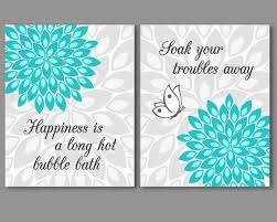 Turquoise Bathroom Wall Decor Awesome Items Similar To Turquoise And Grey Bathroom Wall Art Bat In 2020 Turquoise Bathroom Turquoise Bathroom Decor Gray Bathroom Decor