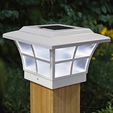 Choose a lamp that's made 【weatherproof&durable】: Prestige 4 X4 White Vinyl Outdoor Led Solar Post Cap 76x92 Lamps Plus