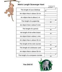 This Worksheet Allows Students To Measure The Lengths Of Items In Either Centimeters Millimeters Or Meters And Challenges Scavenger Hunt Partner Work Metric