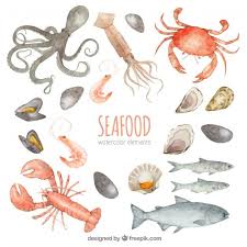 Download Watercolor Seafood Collection For Free Watercolor Seafood Vector Free