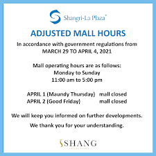 Why was mecq imposed until end of april 2021? Malls Announce Operating Hours During Week Long Ecq In Greater Manila Area Inquirer News