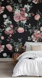 8 Dark Floral Wallpapers To Create A Striking Space Murals Wallpaper Wallpaper Bedroom Vintage Black Floral Wallpaper Floral Wallpaper Bedroom