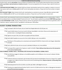 credit terms inventory accounting panther pacifi