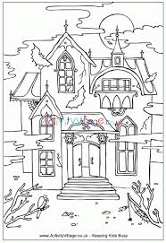 Bats, witches, cats, graveyards, graves, haunted houses, ghosts, pumpkin and spiders with webs will add a ghostly feel to your autumn lessons!try a free sample page here!7 totally unique halloween color. Haunted House Colouring Page 5