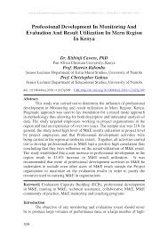 Pdf Professional Development In Monitoring And Evaluation And Result Utilization In Meru Region In Kenya