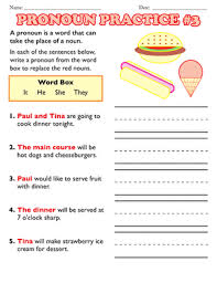 Verbs worksheet for class 2. Pronoun Practice 2nd Grade Grammar Worksheets Education Com