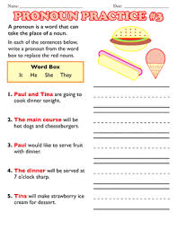 Our kindergarten reading worksheets include a number of simple stories with exercises for early readers. Pronoun Practice 2nd Grade Grammar Worksheets Education Com