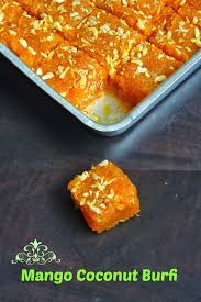 Mango Coconut Burfi Indian Dessert Recipes Coconut Burfi Indian Desserts