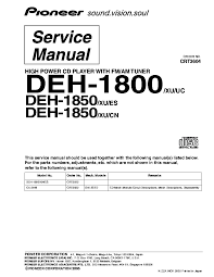 This product rear output antenna jack fuse (10 a) connecting cords with rca pin plugs (sold separately) 6. Pioneer Deh 1800 Deh 1850 Crt3604 Supplement Service Manual Download Schematics Eeprom Repair Info For Electronics Experts