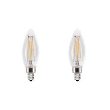 4w e12 led filament candelabra bulb 40w equivalent flame tip dimmable 10 pack. Cree 40w Equivalent Soft White 2700k B11 Candelabra Exceptional Light Quality Dimmable E12 Led Light Bulb 2 Pack Tb11 03527mdch15 12de12 1 12 The Home Depot