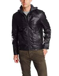 Levis Mens Faux Leather Hooded Racer Jacket Regular And Big And Tall Sizes