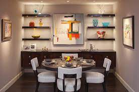 Interior designers share how everything from bold artwork to unique furnishings play a role in a dining room design scheme. Small Dining Rooms That Save Up On Space