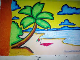Contoh gambar pemandangan untuk anak tk dan sd. Mewarnai Pantai Untuk Anak Tk Arini Gambar