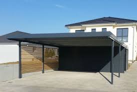 Metallcarport Fur Zwei Stellplatze Kombination Aus Holz Und Stahl Ral 7016 Stahlcarports Metallcarports Exterior Ex Stahlcarport Carport Carport Stahl