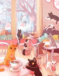 Pin By Lucy On Cats Cat Cafe Cute Art Cafe Art