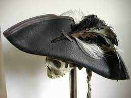 Black Leather Pirate Tricorn Hat With Feather Plume Larp Pirate Hats Hats Pirate Outfit