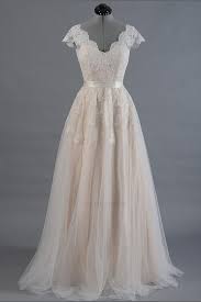 Cap Sleeves Wedding Dress A Line Wedding Dress V Neck Wedding Dress Floor Length Champagne Tulle Backless Zipper Up Bridal Dress Bridal Dresses Lace Wedding Dress Cap Sleeves A Line Wedding Dress