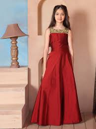 Red Birthday Dress For 1 Year Old Red Silk Solid Gown Gowns For Girls Kids Gown Girls Dresses