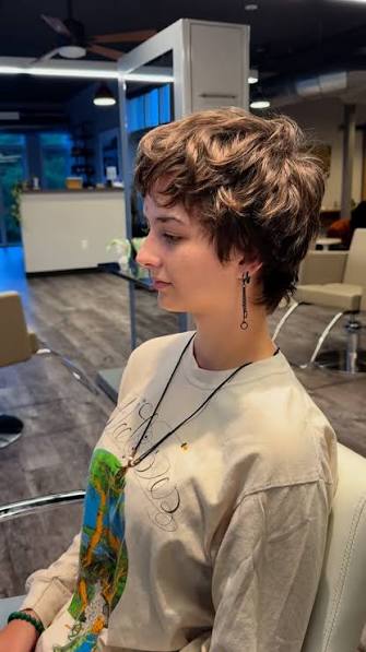 A textured shaggy pixie cut on one of my favorite muses. Effortless layers, movement, and shape that highlight her natural beauty. A modern take on the pixie that feels fresh and chic., by @katrosci , ...