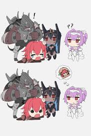 uzzy2801, chatterbox (nikke), indivilia (nikke), liberalio (nikke),  nihilister (nikke), rapture (nikke), goddess of victory: nikke, light  purple hair, highres, !, 1other, 3girls, ?, ??, black hair, chibi, crying,  dark-skinned female, dark skin,