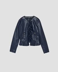 Faux Leather Jacket With Ruffle Trim Leather Jacket Faux Leather Jackets Jackets