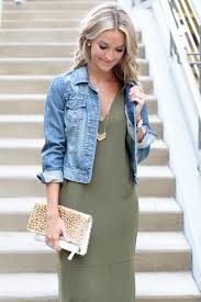 Maxi Dress And Denim Jacket Maxi Dress Green Maxi Dress Outfit Olive Green Dresses