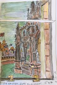 Window View Sir Walter Scott Memorial Edinburgh Painting Art Old Things