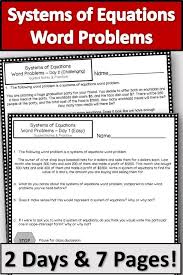 Systems Of Equations Word Problems Guided Notes Practice Systems Of Equations Word Problems Systems Word Problems