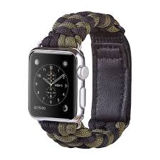 For Apple Watch Band 42mm Paracord Strap Leather Adjustable Clasp Velcro Buckle Leatheradjustableclasp C Apple Watch Bands Apple Watch Bands 42mm Watch Bands