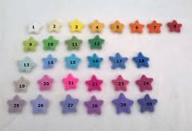 Felted Star Colour Chart For Custom Orders Wool Felt Felt Shape Felted Star Felt Star Colour Chart Custom Colour Chart
