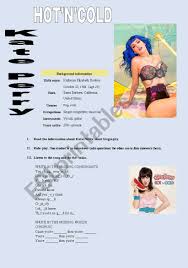 She is divorced from russell brand , who also appeared as himself in the simpsons. Kate Perry Hot N Cold Song 13 Exercises Esl Worksheet By Pawag