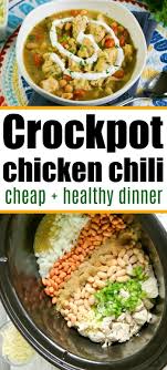 This Easy White Chicken Chili Crockpot Recipe Is Healthy And Hearty Use Fresh Or Chicken Crockpot Recipes Crockpot Recipes Easy Crockpot Chicken Chili Recipes