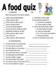 Pipeye, peepeye, pupeye, and poopeye. Food Quiz Esl Worksheet By Krsmanovici