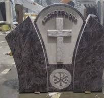 Bahama/Orion/Vizag Blue Granite Stone Unique Design Upright Cross  Gravestone Headstone Tombstone Monument on Cemetery Memorials Sculpture