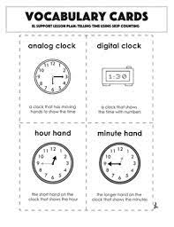 vocabulary cards telling time using skip counting worksheet education com